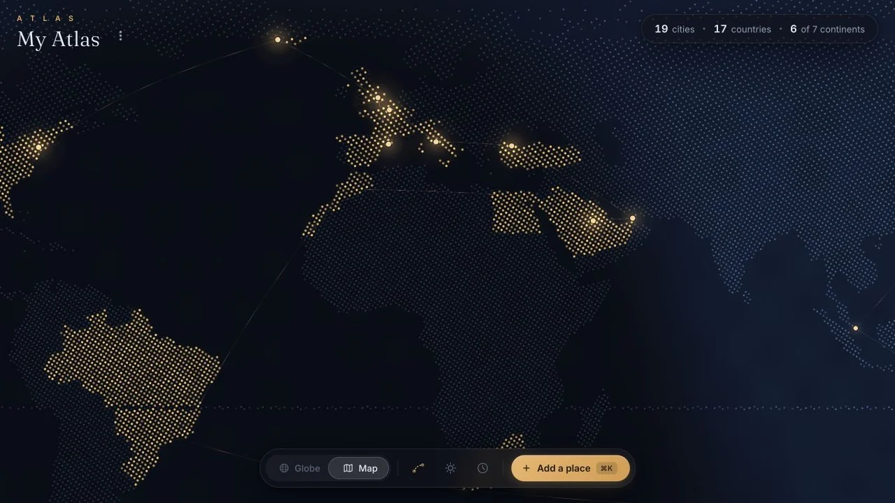 Atlas's dot-matrix world map